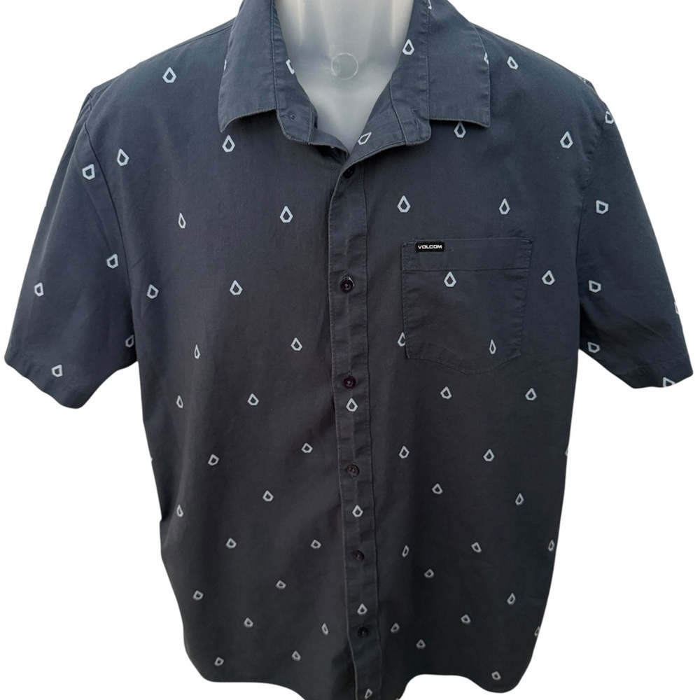 VOLCOM Stone Surf Skate Collared Short Sleeve Shirt Men L Large